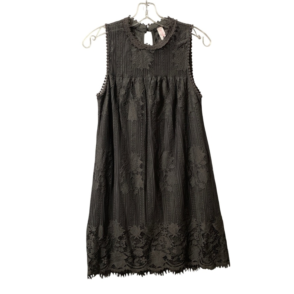 No Boundaries Charcoal Gray Lace Sleeveless Babydoll Dress Whimsigoth Medium 7-9 - Picture 2 of 16